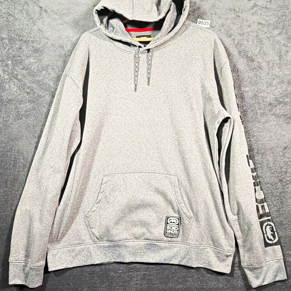 Ecko Unltd. Gray Pullover Hoodie Logo Fleece Pockets Drawstring Men’s 2XL